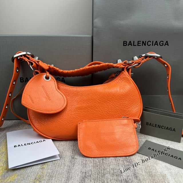 Balenciaga專櫃爆款Le Cagole半月牙腋下包餃子包 巴黎世家經典小號爆裂黑鱷金機車包 fyj1071